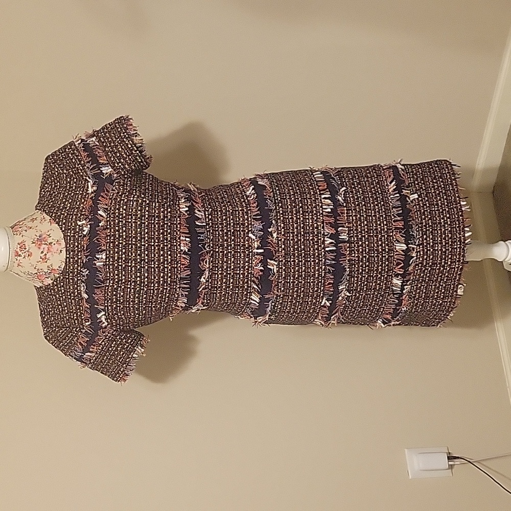 NWT Tory Burch Tweed Fringe Dress - Picture 2 of 5
